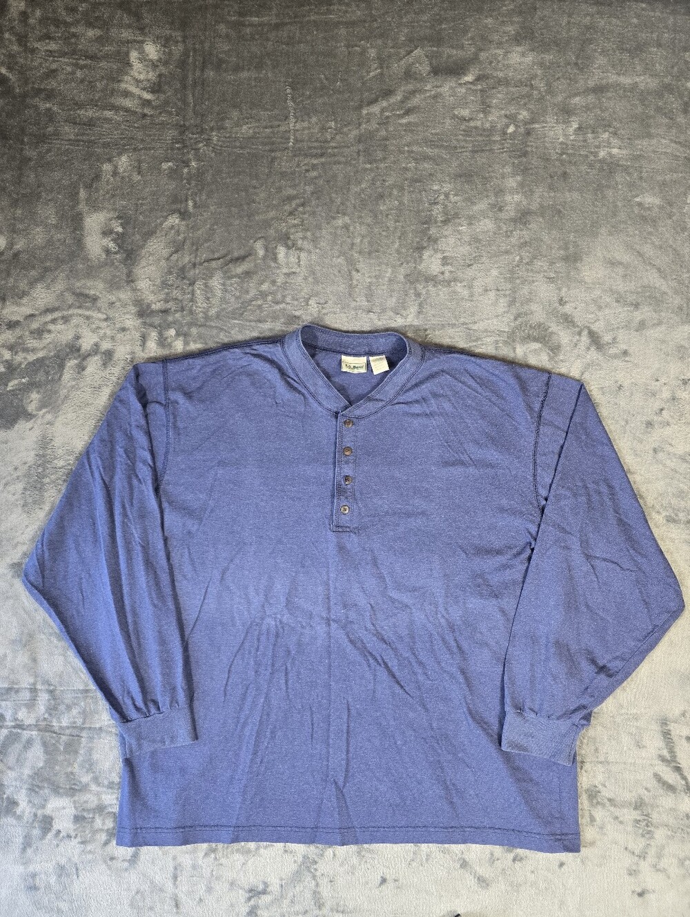 Vintage LL Bean Henley Long Sleeve Shirt Size XL Navy Made In USA Base Layer